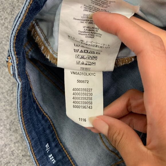 Vans Jean Women 7/28 Denim Skinny Low Rise Distressed Knee Raw Hem Stretch Ankle - Picture 8 of 12